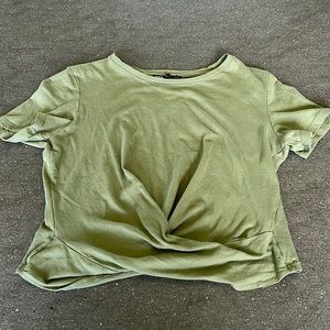 WOMENS ZARA LOOSE GREEN CROP TOP